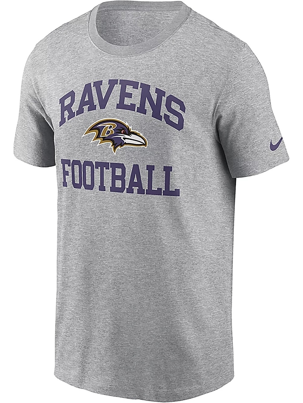 Nike Mens Grey Ravens Football Short Sleeve Tee with Purple and Gold Logo Size M